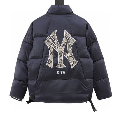 designer,replica,clothing,fake,1:1,lv,luxury,high quality KITH & MLB joint style python pattern embroidered letter down jacket (F7FC)