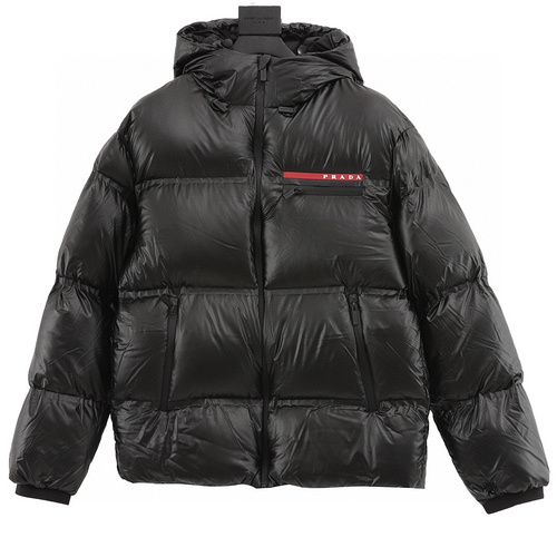 designer,replica,clothing,fake,1:1,lv,luxury,high quality Prada red stripe logo down jacket (F54E)
