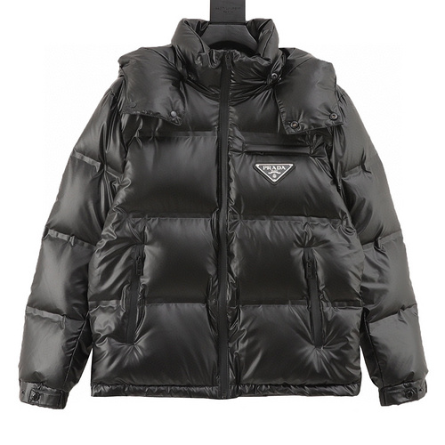 designer,replica,clothing,fake,1:1,lv,luxury,high quality Prada classic triangular logo detachable down jacket (B19A)