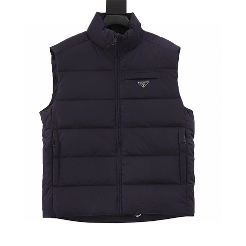 designer,replica,clothing,fake,1:1,lv,luxury,high quality Prada classic triangle logo down vest (59F5)