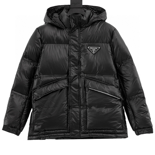 designer,replica,clothing,fake,1:1,lv,luxury,high quality Prada triangle logo classic hooded down jacket (A89A)