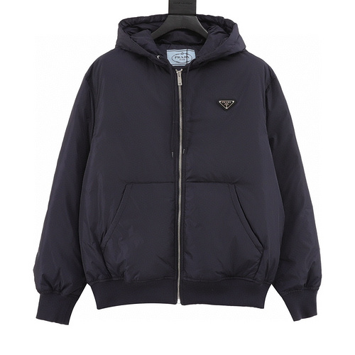 designer,replica,clothing,fake,1:1,lv,luxury,high quality Prada triangle logo solid color hooded down jacket (Celine E9)