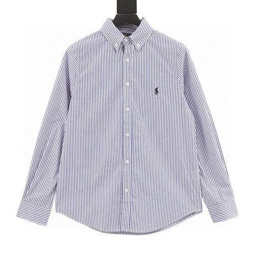 designer,replica,clothing,fake,1:1,lv,luxury,high quality Ralph Lauren blue and white striped small label war horse embroidered casual shirt (3D80)