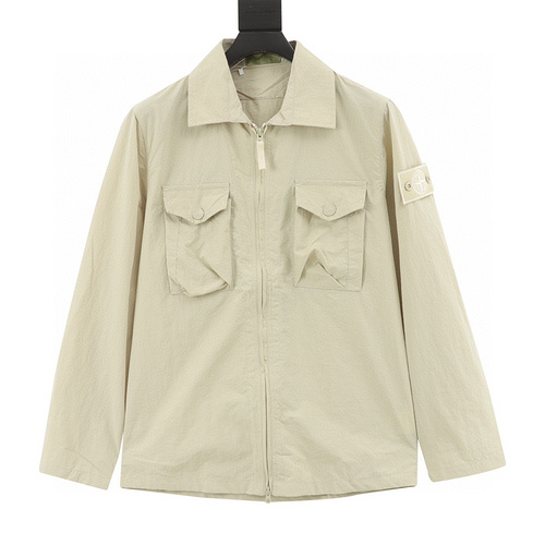designer,replica,clothing,fake,1:1,lv,luxury,high quality Stone Island side badge ghost shirt zipper jacket (1F6D)