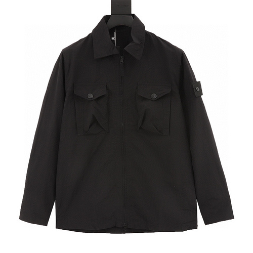 designer,replica,clothing,fake,1:1,lv,luxury,high quality Stone Island Side Badge Ghost Shirt Zip Jacket (7CF2)