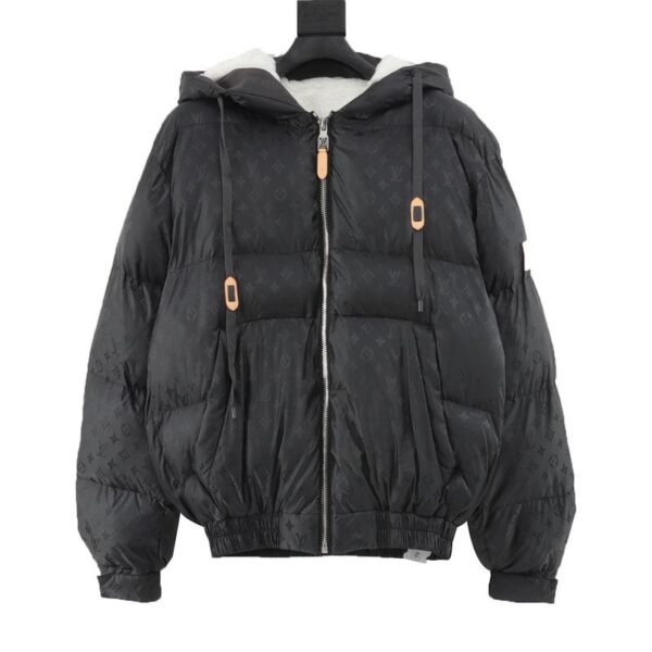 designer,replica,clothing,fake,1:1,lv,luxury,high quality LV SKI ski series dark pattern armband hooded down jacket (0FCD)
