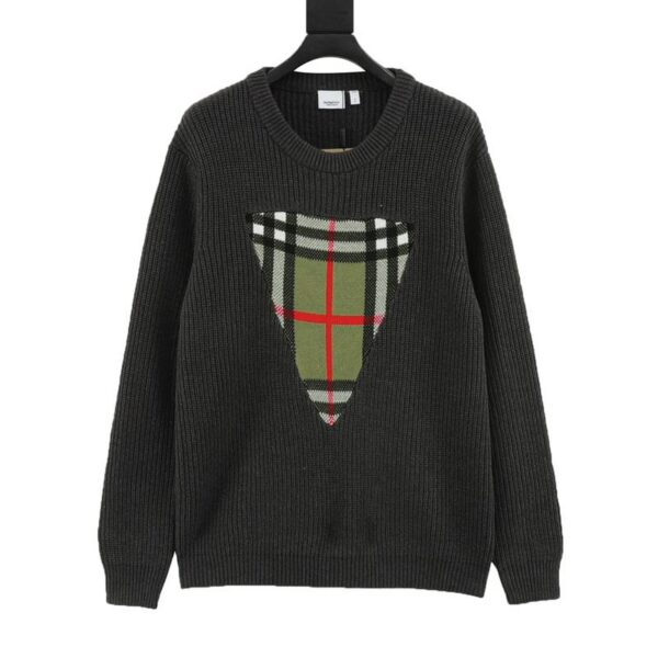 designer,replica,clothing,fake,1:1,lv,luxury,high quality BurberryVintage color block logo intarsia knitted sweater (E71F)
