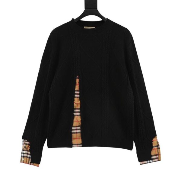 designer,replica,clothing,fake,1:1,lv,luxury,high quality Burberry fake two piece patchwork crew neck sweater (50F8)