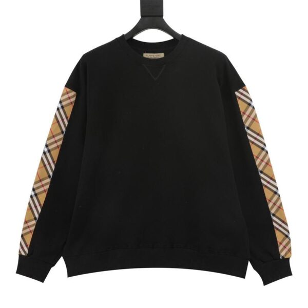 designer,replica,clothing,fake,1:1,lv,luxury,high quality Burberry classic side plaid striped crew neck sweatshirt (23C4)