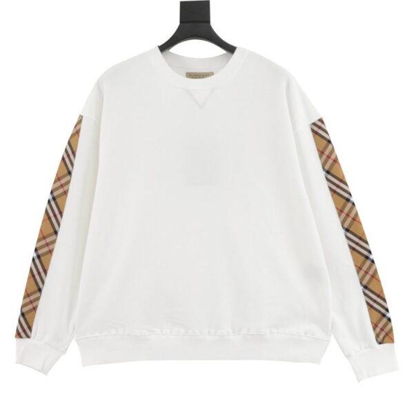 designer,replica,clothing,fake,1:1,lv,luxury,high quality Burberry classic side plaid striped crew neck sweatshirt (E441)