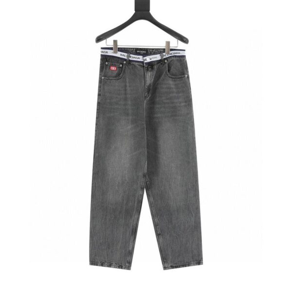 designer,replica,clothing,fake,1:1,lv,luxury,high quality Balenciaga waist letter web denim trousers (9032)