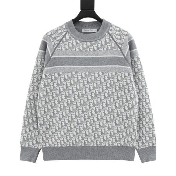 designer,replica,clothing,fake,1:1,lv,luxury,high quality Dior Oblique old pattern jacquard knitted cashmere double-sided crew neck sweater (F477)