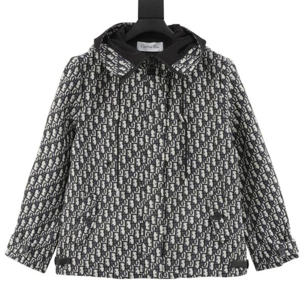 designer,replica,clothing,fake,1:1,lv,luxury,high quality Dior lined all-over printed jacquard zipper hooded jacket (0998)