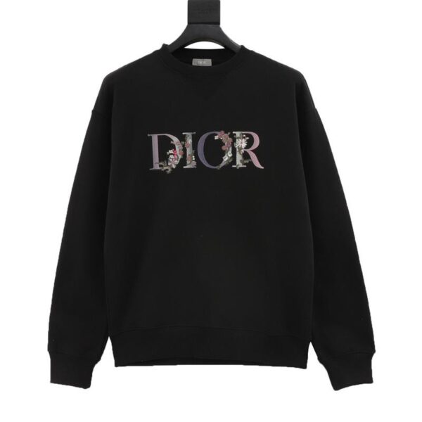 designer,replica,clothing,fake,1:1,lv,luxury,high quality Dior gradient floral letter embroidery crew neck sweatshirt (D5E0)