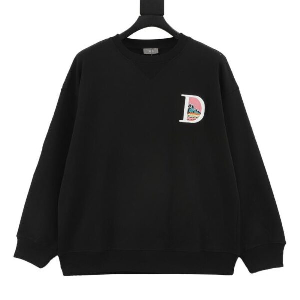 designer,replica,clothing,fake,1:1,lv,luxury,high quality Dior crew neck sweatshirt with landscape embroidered logo on chest (2C77)