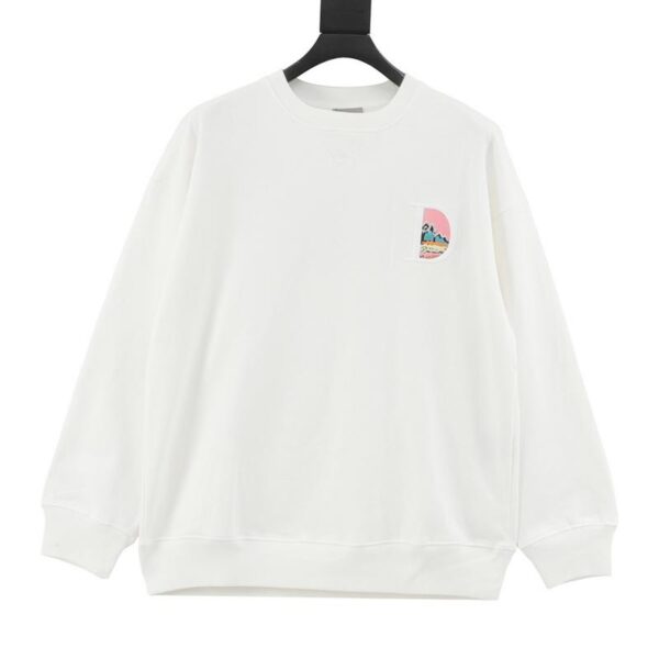 designer,replica,clothing,fake,1:1,lv,luxury,high quality Dior crew neck sweatshirt with landscape embroidery logo on the chest (E9CC)