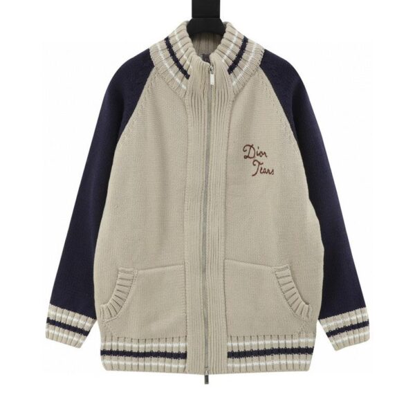 designer,replica,clothing,fake,1:1,lv,luxury,high quality Dior x Tremaine Emory capsule joint series 47 embroidered towel embroidered logo zipper cardigan sweater jacket (AFAE)