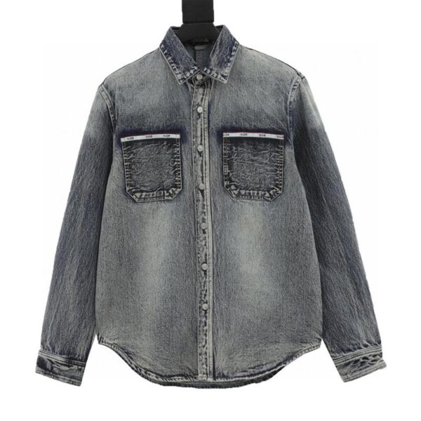 designer,replica,clothing,fake,1:1,lv,luxury,high quality Dior pocket jacquard letter washed denim jacket (39B7)