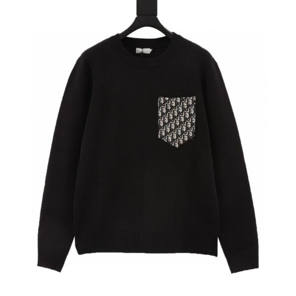 designer,replica,clothing,fake,1:1,lv,luxury,high quality Dior pocket old flower patch pattern knitted pullover sweater (3A17)