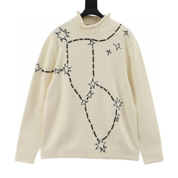designer,replica,clothing,fake,1:1,lv,luxury,high quality Dior constellation embroidered jacquard star sweater (E40E)