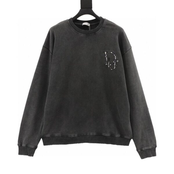 designer,replica,clothing,fake,1:1,lv,luxury,high quality Dior washed embroidered letter round neck sweatshirt (5F16)