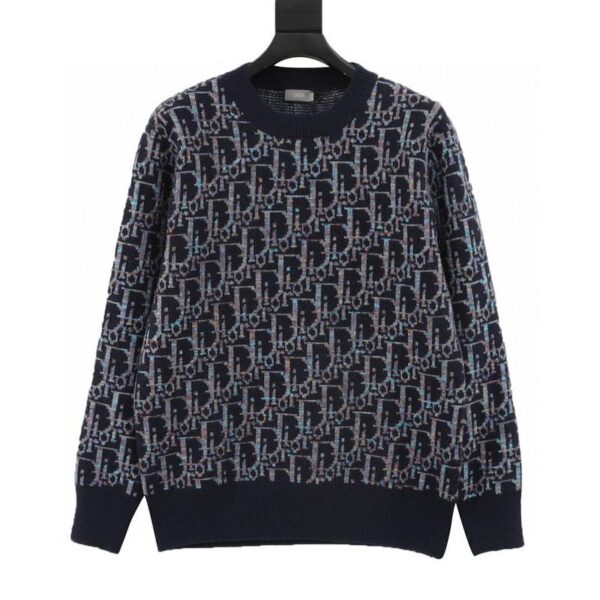 designer,replica,clothing,fake,1:1,lv,luxury,high quality Dior all over printed old flower jacquard crew neck sweater (8E4D)