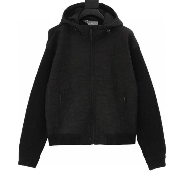 designer,replica,clothing,fake,1:1,lv,luxury,high quality Dior quilted monogram knitted patchwork hooded cotton jacket (5978)