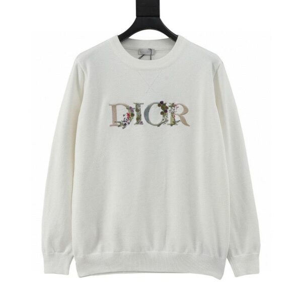 designer,replica,clothing,fake,1:1,lv,luxury,high quality Dior floral embroidery pattern knitted pullover sweater (324C)