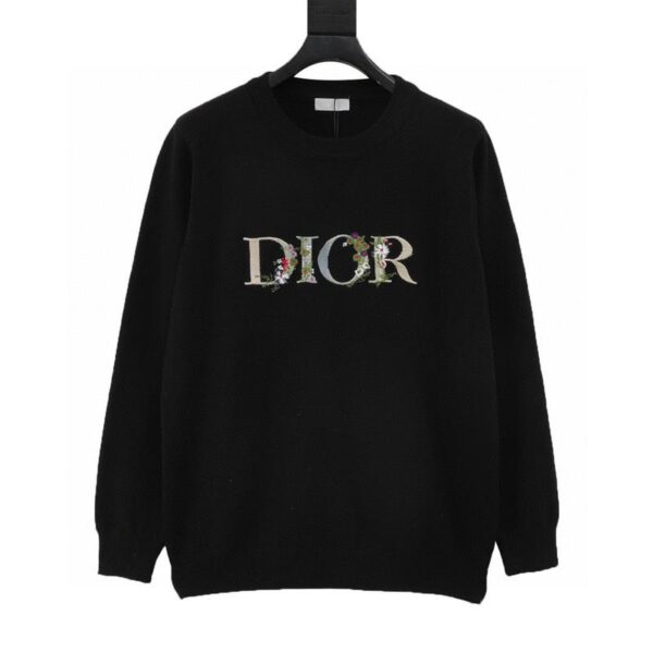 designer,replica,clothing,fake,1:1,lv,luxury,high quality Dior floral embroidery pattern knitted pullover sweater (F72C)