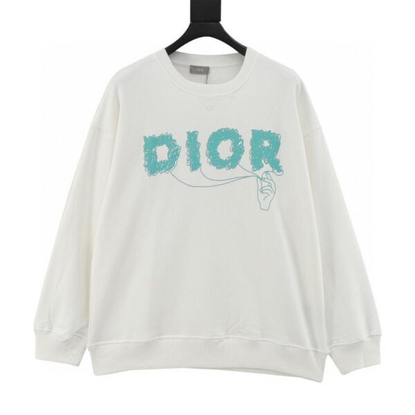 designer,replica,clothing,fake,1:1,lv,luxury,high quality Dior blue graffiti print logo crew neck sweatshirt (D402)