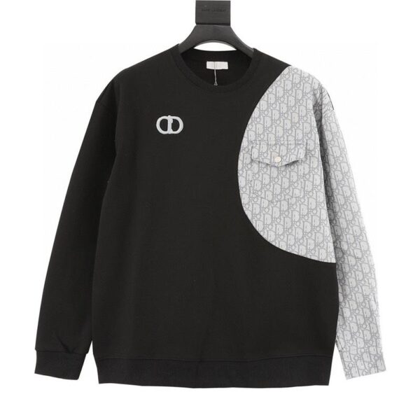 designer,replica,clothing,fake,1:1,lv,luxury,high quality Dior embroidered patchwork crew neck sweatshirt (5990)