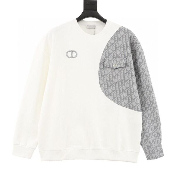 designer,replica,clothing,fake,1:1,lv,luxury,high quality Dior embroidered patchwork crew neck sweatshirt (E47C)