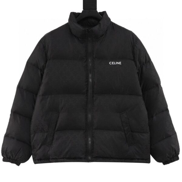 designer,replica,clothing,fake,1:1,lv,luxury,high quality Celine Arc de Triomphe dark pattern stand collar down jacket (A476)
