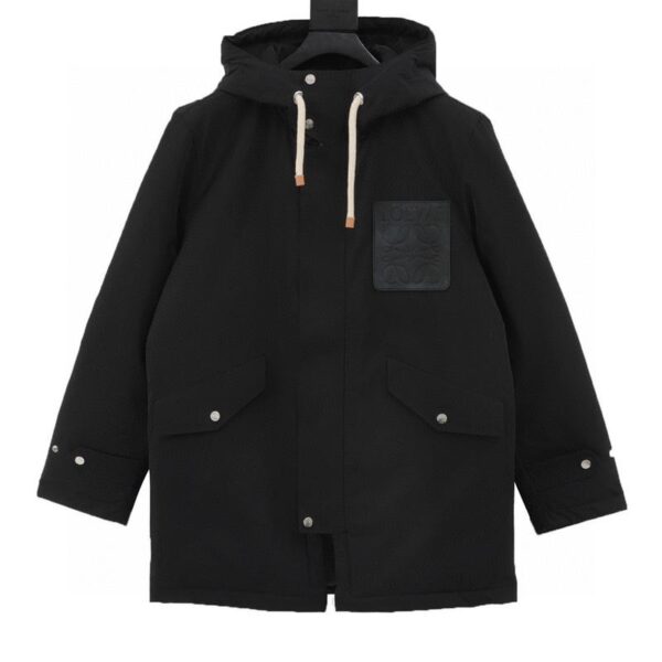 designer,replica,clothing,fake,1:1,lv,luxury,high quality Loewe leather label hooded mid-length down jacket (34AA)