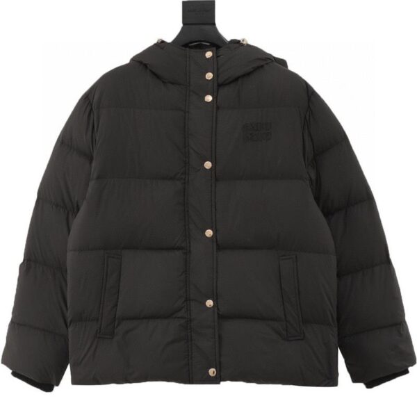 designer,replica,clothing,fake,1:1,lv,luxury,high quality MiuMiu patch embroidered hooded down jacket (4929)