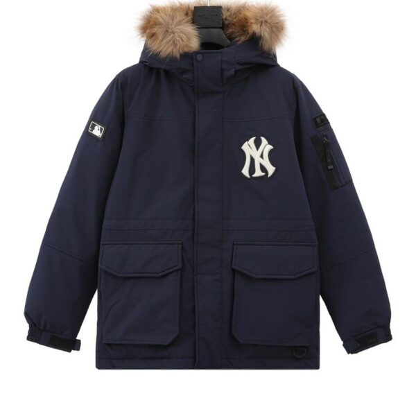 designer,replica,clothing,fake,1:1,lv,luxury,high quality MLB Men and Women Couple Mid-Length Goose Down Warm Down Jacket Windproof Large Fur Collar (863D)