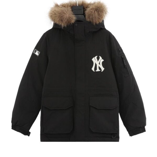 designer,replica,clothing,fake,1:1,lv,luxury,high quality MLB Men and Women Couple Mid-Length Goose Down Warm Down Jacket Windproof Large Fur Collar (DB47)