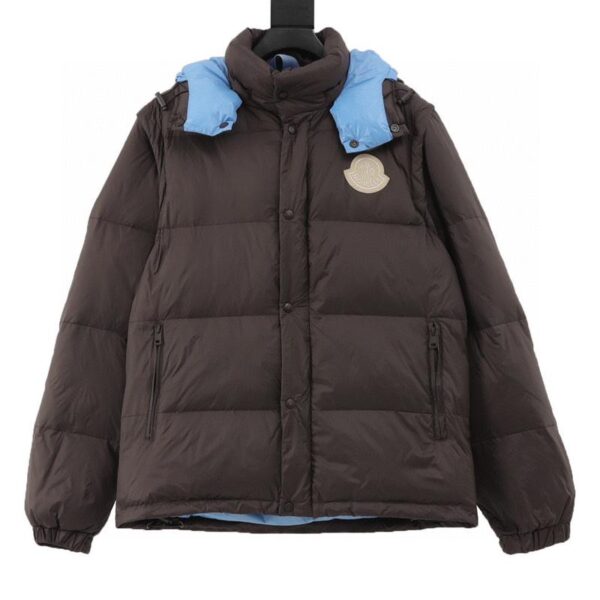 designer,replica,clothing,fake,1:1,lv,luxury,high quality Moncler CYCLONE large logo detachable sleeve hooded down jacket (68E0)