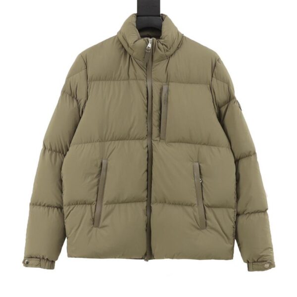 designer,replica,clothing,fake,1:1,lv,luxury,high quality Moncler Besbre Leather Logo Zip Down Jacket (D21F)