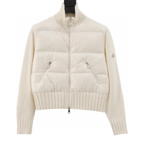 designer,replica,clothing,fake,1:1,lv,luxury,high quality Moncler patchwork wool knit sleeve stand collar down jacket (F005)