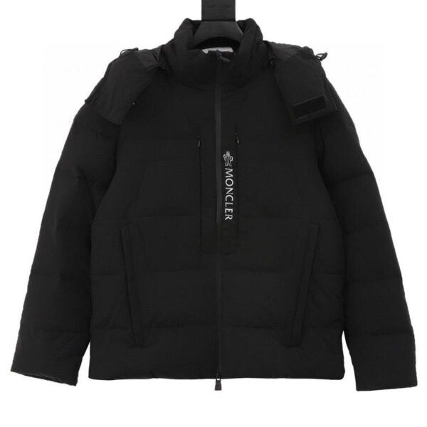 designer,replica,clothing,fake,1:1,lv,luxury,high quality Moncler black label placket logo letter hooded down jacket (5C7F)
