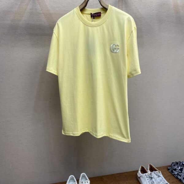 designer,replica,clothing,fake,1:1,lv,luxury,high quality Gucci GG embroidered pattern short-sleeved T-shirt for men and women (84A4)