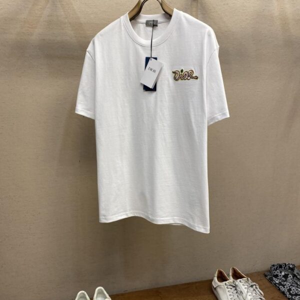 designer,replica,clothing,fake,1:1,lv,luxury,high quality Dior 25SS embroidered letters fashionable short sleeves for men and women (3F2B)