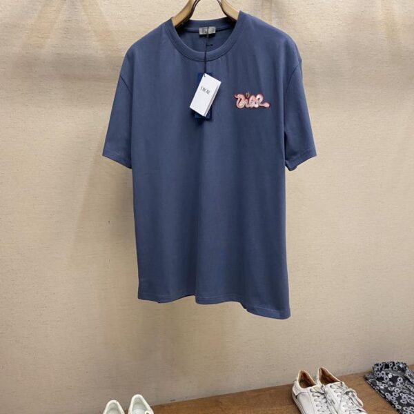 designer,replica,clothing,fake,1:1,lv,luxury,high quality Dior 25SS embroidered letters fashionable short sleeves for men and women (7F76)