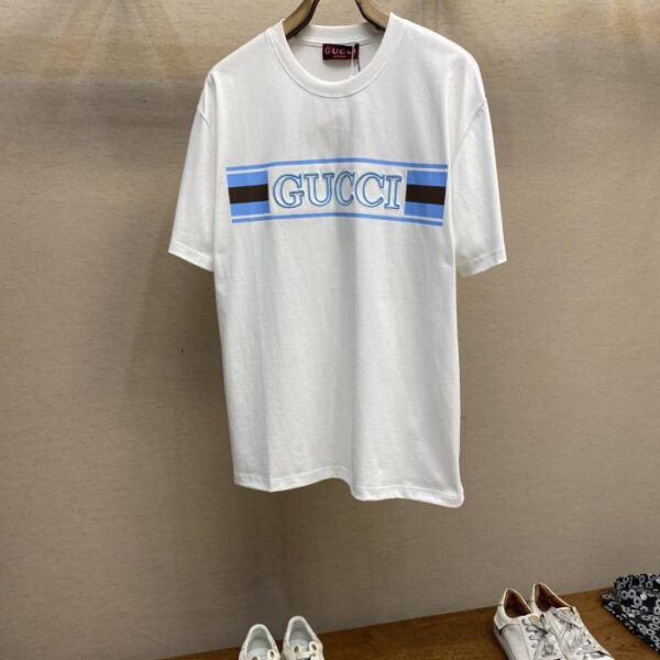 designer,replica,clothing,fake,1:1,lv,luxury,high quality Gucci GU flag printed round neck short sleeves (51CB)