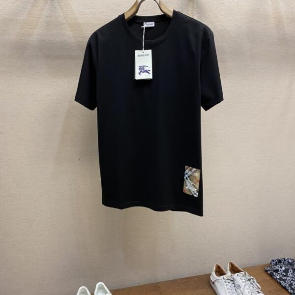 designer,replica,clothing,fake,1:1,lv,luxury,high quality Burberry 25 spring and summer new plaid label applique short-sleeved T-shirt (2C64)