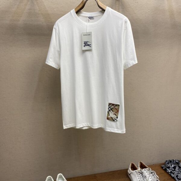 designer,replica,clothing,fake,1:1,lv,luxury,high quality Burberry 25 spring and summer new plaid label applique short-sleeved T-shirt (73B4)