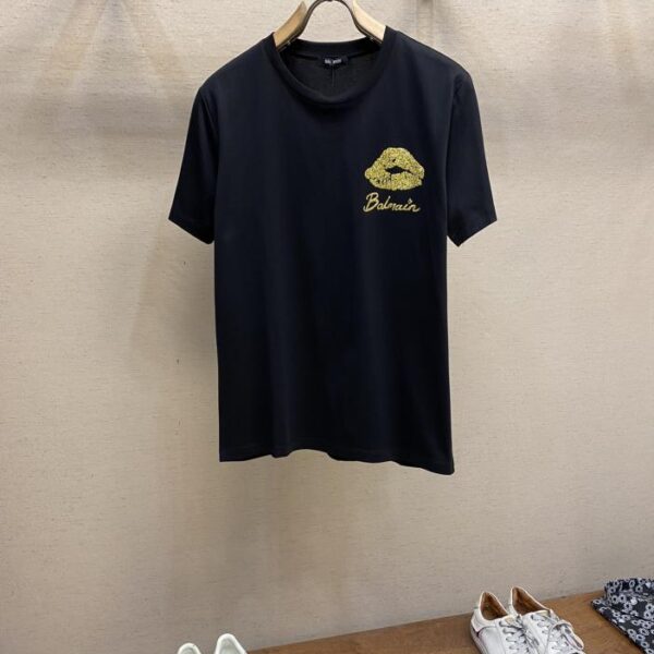 designer,replica,clothing,fake,1:1,lv,luxury,high quality Balmain cotton stretch cotton short-sleeved T-shirt (050F)