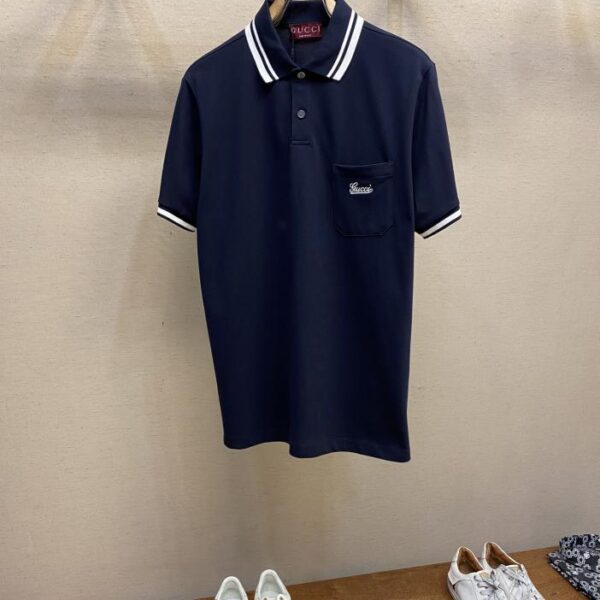designer,replica,clothing,fake,1:1,lv,luxury,high quality Gucci POLO shirt lapel upper body versatile half-sleeved high version pure cotton classic short-sleeved (580B)