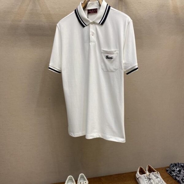 designer,replica,clothing,fake,1:1,lv,luxury,high quality Gucci POLO shirt lapel upper body versatile half-sleeved high version pure cotton classic short-sleeved (8E9F)